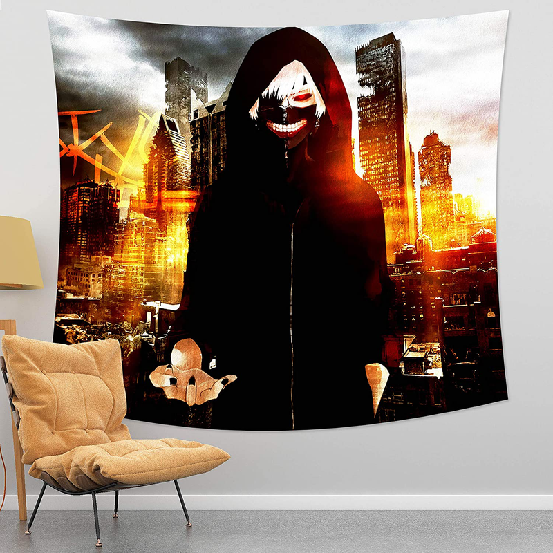 MEWE Anime Tokyo Ghoul Tapestry Japanese Anime Tapestry Wall Hanging for Anime Gifts Bedroom 59x70in Home & Garden > Decor > Artwork > Decorative Tapestries MEWE Japanese Anime Tapestry 4 50x60in 