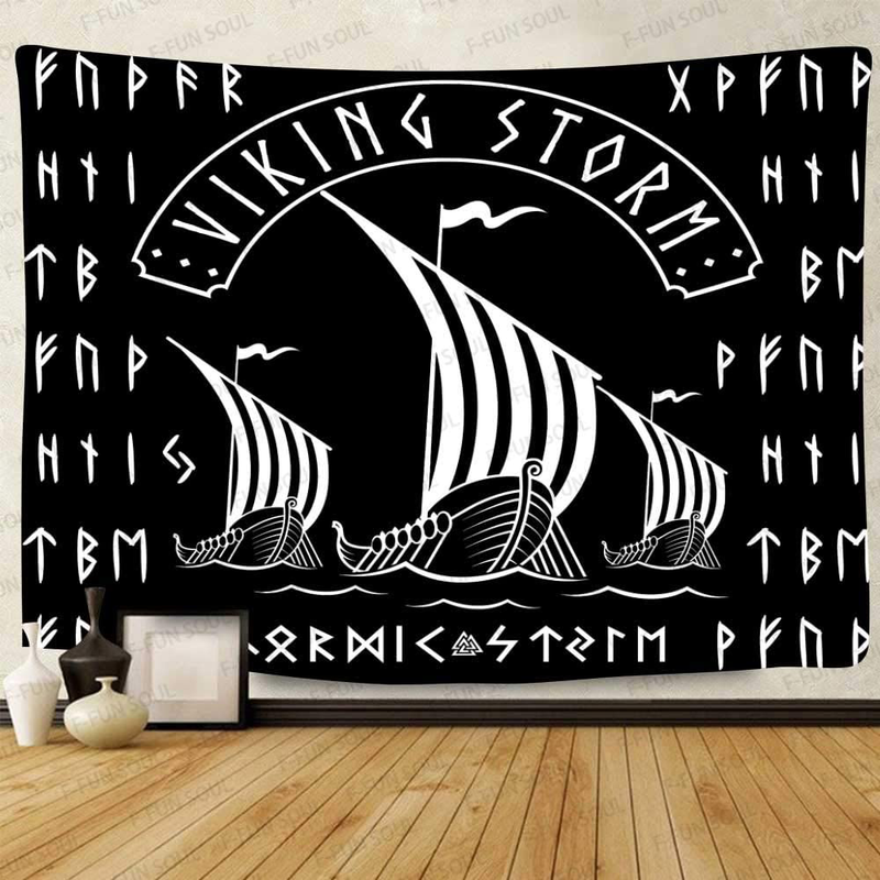 F-FUN SOUL Viking Tapestry, Large 80x60inches Soft Flannel Viking Decor, Mysterious Viking Bear Meditation Psychedelic Runes Wall Hanging Tapestries for Living Room Bedroom Decor GTLSFS9 Home & Garden > Decor > Artwork > Decorative Tapestries F-FUN SOUL Gtzyfs976 80x60 
