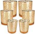Just Artifacts 6pcs Assorted Size Speckled Mercury Glass Votive Candle Holders (Gold) Home & Garden > Decor > Home Fragrance Accessories > Candle Holders Just Artifacts Speckled Gold  