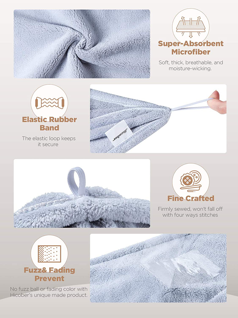 Microfiber Hair Towel,Hicober 3 Packs Hair Turbans for Wet Hair, Drying Hair Wrap Towels for Curly Hair Women Anti Frizz Home & Garden > Linens & Bedding > Towels Hicober Tech   
