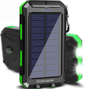 Solar Charger, Durecopow 20000mAh Portable Outdoor Waterproof Solar Power Bank, Camping External Backup Battery Pack Dual 5V USB Ports Output, 2 Led Light Flashlight with Compass (Orange)  Durecopow 20000mAh-Green  