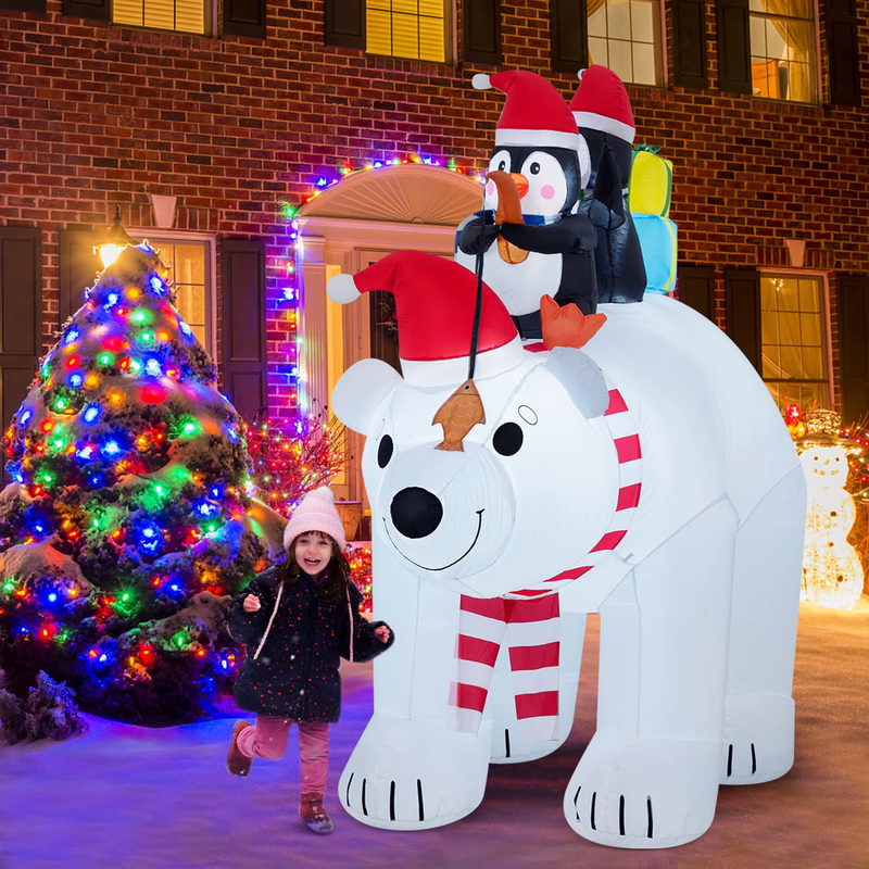 MAOYUE Christmas Inflatables, 7.5FT Outdoor Christmas Decorations, Inflatable Polar Bear with Penguins Blow up Built-in LED Lights with Sandbags, Tethers, Stakes for Holiday, Yard, Lawn, Garden Home & Garden > Decor > Seasonal & Holiday Decorations& Garden > Decor > Seasonal & Holiday Decorations MAOYUE   