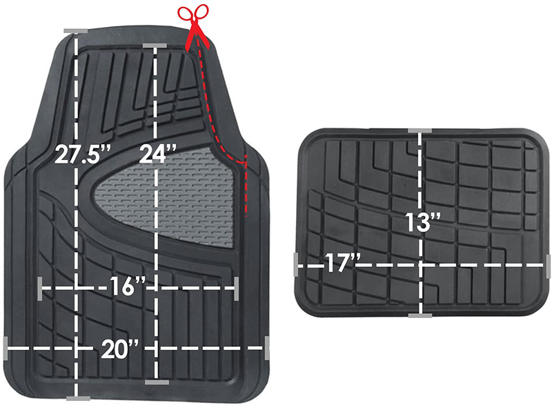 FH Group Black F11311BLACK Rubber Floor Mat(Heavy Duty Tall Channel, Full Set Trim to Fit) Vehicles & Parts > Vehicle Parts & Accessories > Motor Vehicle Parts > Motor Vehicle Seating FH Group   