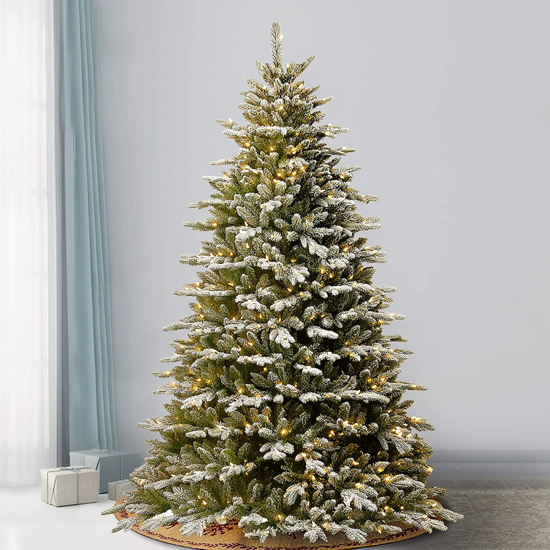 National Tree Company 'Feel Real' Pre-lit Artificial Christmas Tree | Includes Pre-strung White Lights and Stand | Snowy Sierra Spruce - 7.5 ft