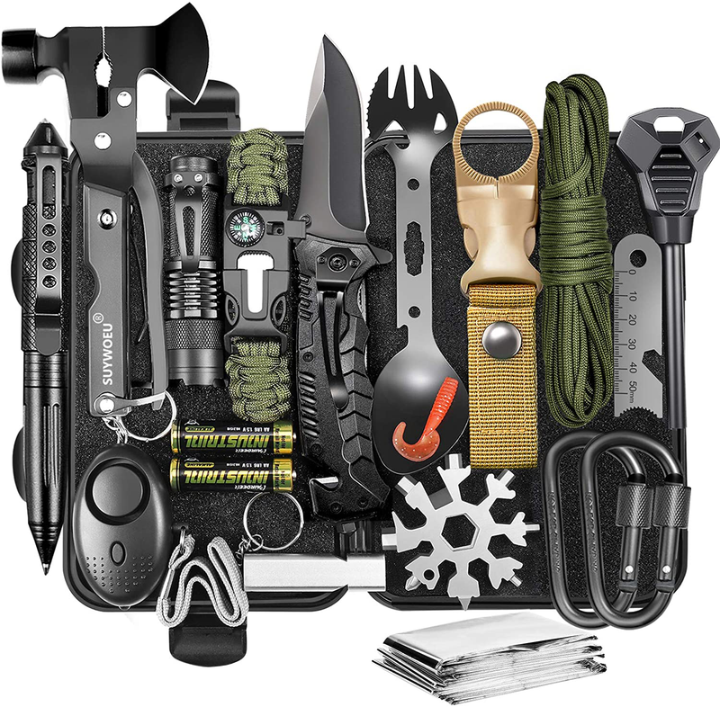 Gifts for Men Dad Husband Fathers Day, Survival Gear and Equipment Kit 21 in 1, Professional Cool Gadgets Stuff Tactical Tool, Gift Ideas for Him Teenage Boy Emergency Hunting Outdoors Camping Hiking