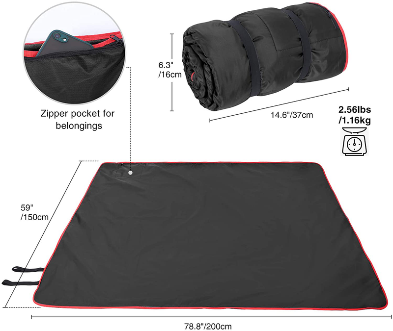 REDCAMP Large Waterproof Stadium Blanket for Cold Weather, Soft Warm Fleece Camping Blanket Windproof for Outdoor Sports, Blue/Red/Black/Grey