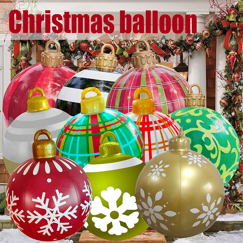 Outdoor Christmas Inflatable Decorated Ball, Giant Christmas PVC Inflatable Ball Christmas Tree Decorations,Outdoor Decorations Holiday Inflatables Balls Decoration with Pump (Christmas Ball-1)