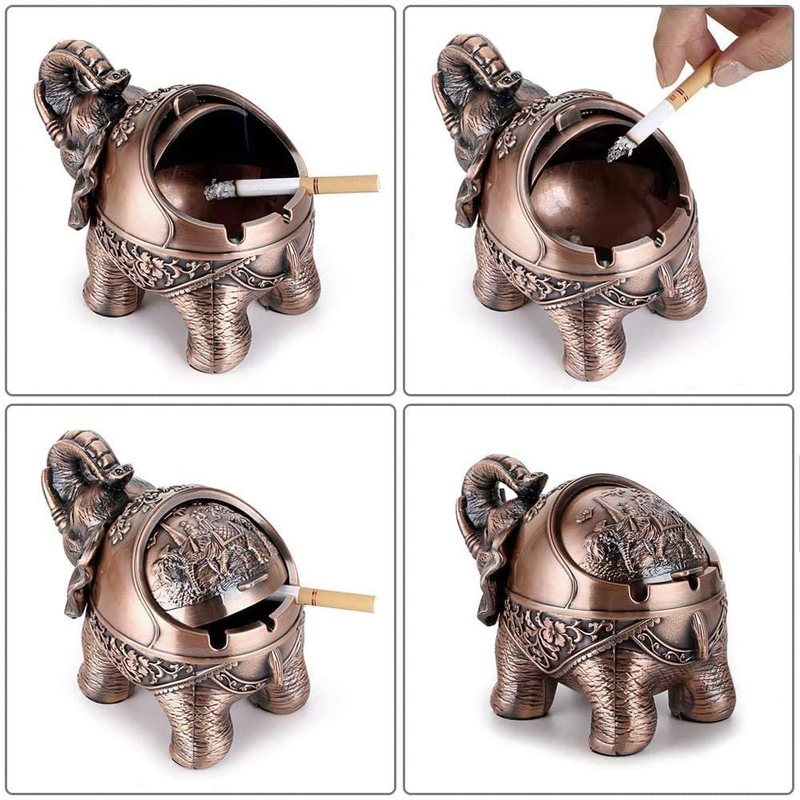 Elephant Ashtray with Lid Windproof Ashtrays for Cigarettes Outdoor Ashtray for Weed Cool Ashtrays Fancy Ash Tray Sets for Weed for Patio, Home, Office Decor Home & Garden > Decor > Seasonal & Holiday Decorations SANGFOR   