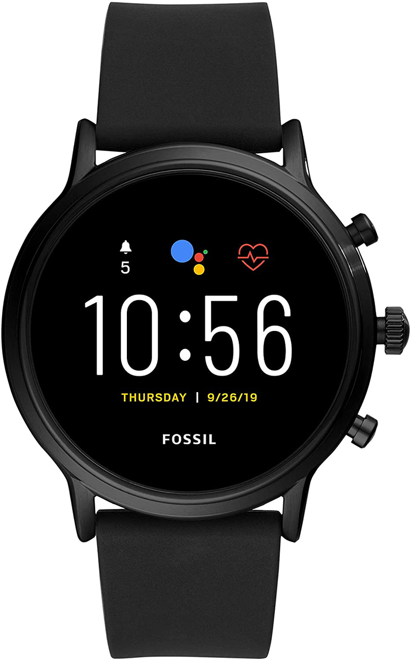 Fossil Gen 5 Carlyle Stainless Steel Touchscreen Smartwatch with Speaker, Heart Rate, GPS, Contactless Payments, and Smartphone Notifications Apparel & Accessories > Jewelry > Watches Fossil Black  