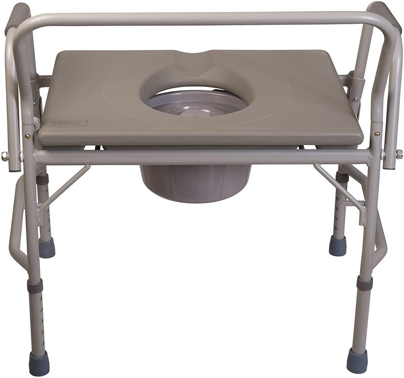 DMI Bedside Commode, Portable Toilet, Commode Chair, Raised Toilet Seat with Handles, Holds up to 500 Pounds with Included 7 Qt Commode Bucket, Adjustable from 19-23 Inches, Extra Wide Commode
