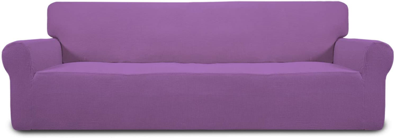 Easy-Going Stretch Sofa Slipcover 1-Piece Couch Sofa Cover Furniture Protector Soft with Elastic Bottom for Kids, Spandex Jacquard Fabric Small Checks(Sofa,Dark Gray) Home & Garden > Decor > Chair & Sofa Cushions Easy-Going Purple XX Large 