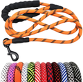 MayPaw Heavy Duty Rope Dog Leash, 6/8/10 FT Nylon Pet Leash, Soft Padded Handle Thick Lead Leash for Large Medium Dogs Small Puppy Animals & Pet Supplies > Pet Supplies > Dog Supplies MayPaw orange black 1/4" * 6' 