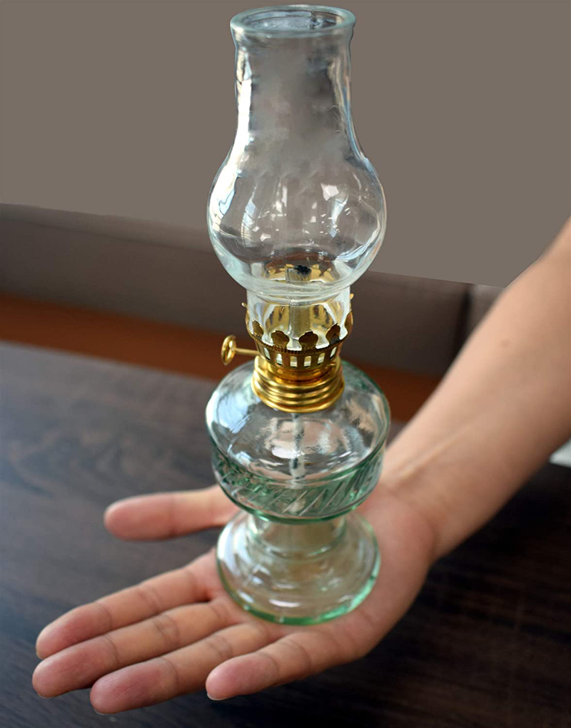 LZHNB Glass Kerosene lamp Oil lamp Retro Transparent Desktop Oil lamp Home Emergency lamp Outdoor Windproof Glass Camping Tent lamp (Color: Transparent) (20cm) Home & Garden > Lighting Accessories > Oil Lamp Fuel LZHNB   