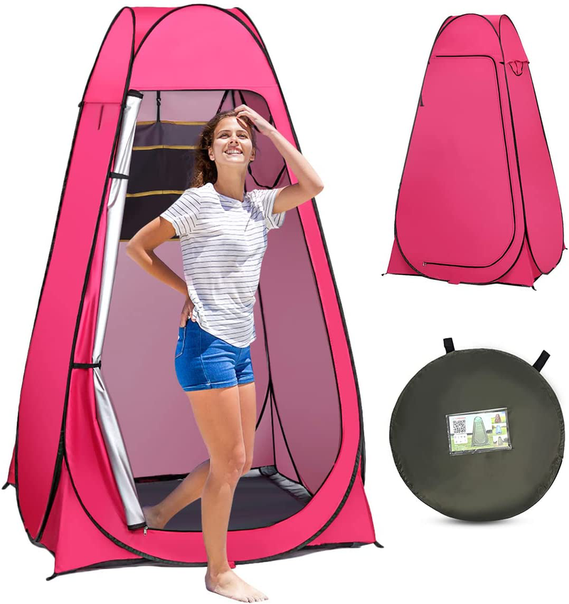 SGODD Pop up Privacy Shower Tent,Instant Portable Outdoor Shower Tent Camp Toilet, Changing Room, Rain Shelter with Carry Bag for Camping Hiking Beach Toilet Shower Bathroom Sporting Goods > Outdoor Recreation > Camping & Hiking > Portable Toilets & Showers Kimberlily_US Pink  