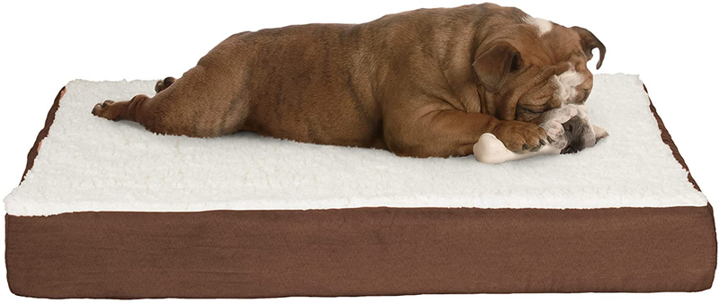 Orthopedic Dog Bed and Replacement Covers Collection – 2-Layer Memory Foam Dog Bed with Machine Washable Sherpa Top Cover  PETMAKER Brown Pet Bed Medium