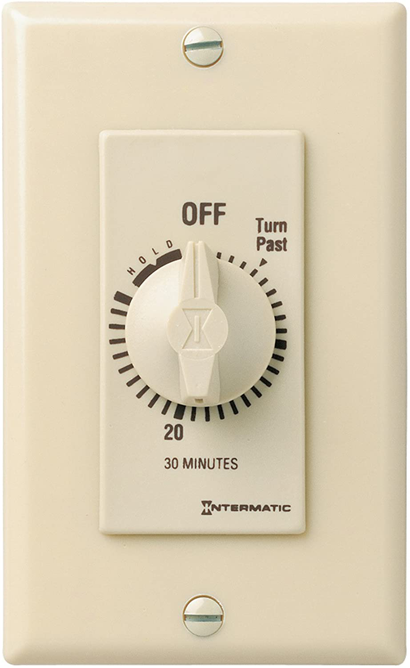 Intermatic FD30MH 30-Minute Spring-Loaded Automatic Shut-off In-Wall Timer for Fans and Lights, Ivory Home & Garden > Lighting Accessories > Lighting Timers Intermatic Ivory  