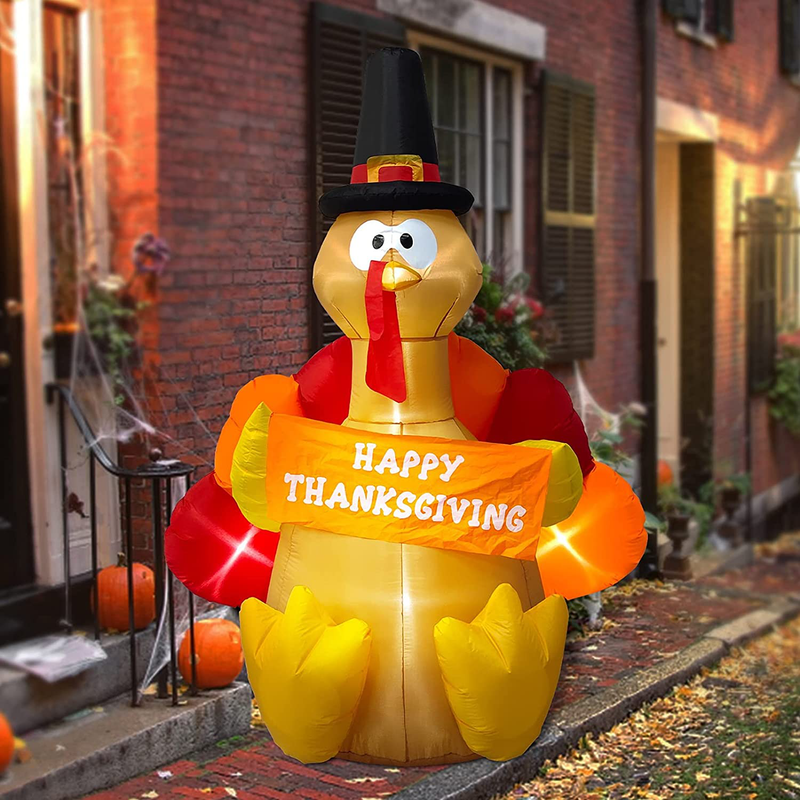 Kyerivs Thanksgiving Decorations Inflatables Outdoor Turkeys, 6 FT Inflatable Turkey Blow Up Yard Decoration Clearance with LED Lights Built-in for Holiday Party Lawn Yard Garden Home & Garden > Decor > Seasonal & Holiday Decorations& Garden > Decor > Seasonal & Holiday Decorations Kyerivs   