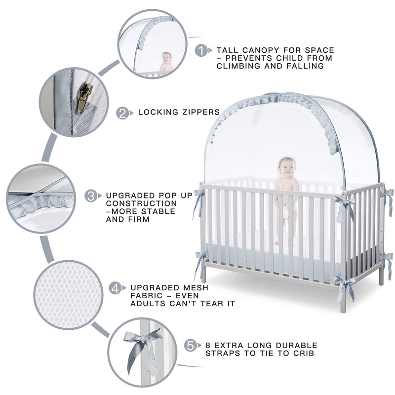 L RUNNZER Baby Crib Tent Crib Net to Keep Baby In, Pop up Crib Tent Canopy Keep Baby from Climbing Out Sporting Goods > Outdoor Recreation > Camping & Hiking > Tent Accessories L RUNNZER   