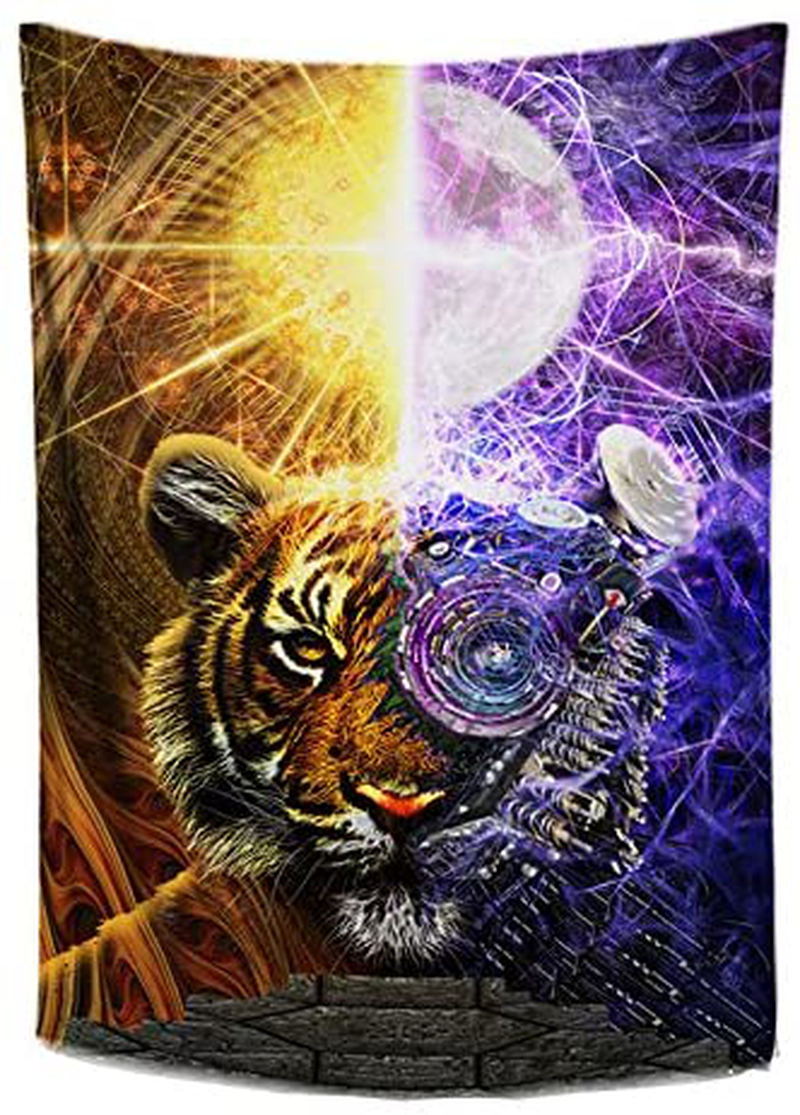 Divine Fox Tapestry, Trippy Animal Design, Psychedelic Orange/Green Abstract Artwork Wall Hanging, for Bedroom Living Room Dorm, Tall 48x72 inches Home & Garden > Decor > Artwork > Decorative TapestriesHome & Garden > Decor > Artwork > Decorative Tapestries Lucid Eye Studios Bionic Tiger 48 x 72 inches 
