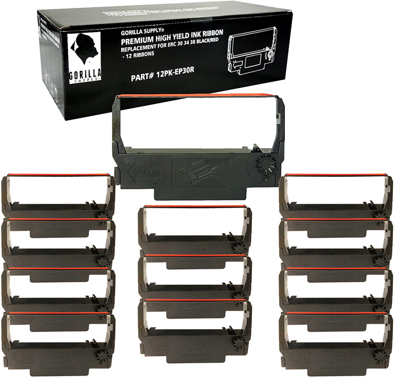 Gorilla Supply Ink Ribbon ERC 30 34 38 B/R Compatible for ERC38 NK506 (12-PK, Black Red) Electronics > Print, Copy, Scan & Fax > Printer, Copier & Fax Machine Accessories Gorilla Supply 12-Pack  