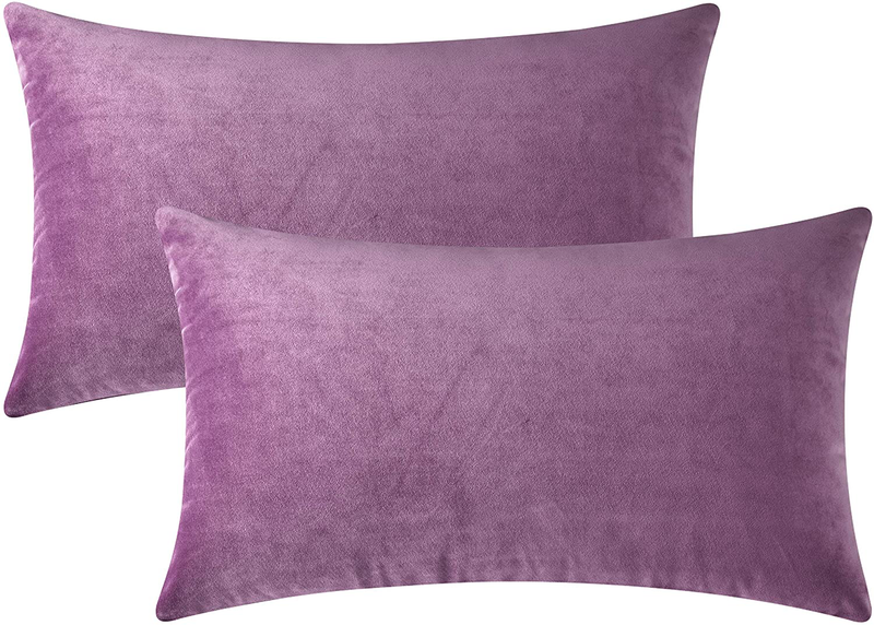 Mixhug Decorative Throw Pillow Covers, Velvet Cushion Covers, Solid Throw Pillow Cases for Couch and Bed Pillows, Burnt Orange, 20 x 20 Inches, Set of 2 Home & Garden > Decor > Chair & Sofa Cushions Mixhug Lilac 12 x 20 Inches, 2 Pieces 