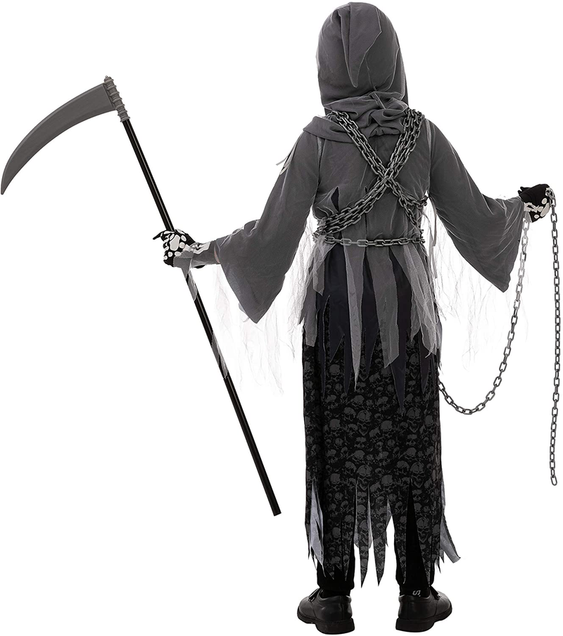 Soul Taker Child Reaper Costume with Glowing Eyes for Halloween Trick-or-Treating