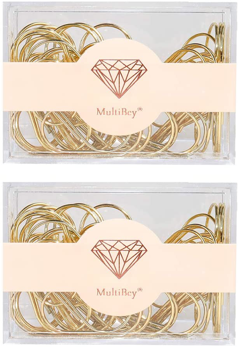 Rose Gold Jumbo Paper Clips, Multibey 2" Non-Skid Metallic Large Paperclips Bookmark in Acrylic Holder Office School Supplies Decor, 30PCS Per Box (Rose Gold) Home & Garden > Decor > Seasonal & Holiday Decorations MultiBey Gold, 2 Packs  