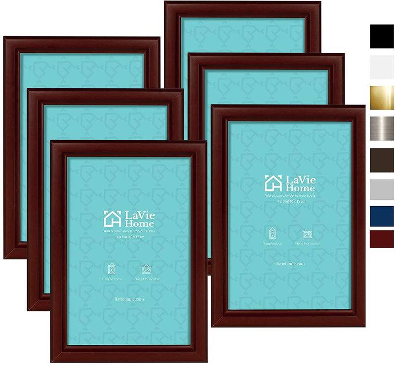 LaVie Home 4x6 Picture Frames (6 Pack, Black) Simple Designed Photo Frame with High Definition Glass for Wall Mount & Table Top Display, Set of 6 Classic Collection Home & Garden > Decor > Picture Frames LaVie Home Red 4x6 