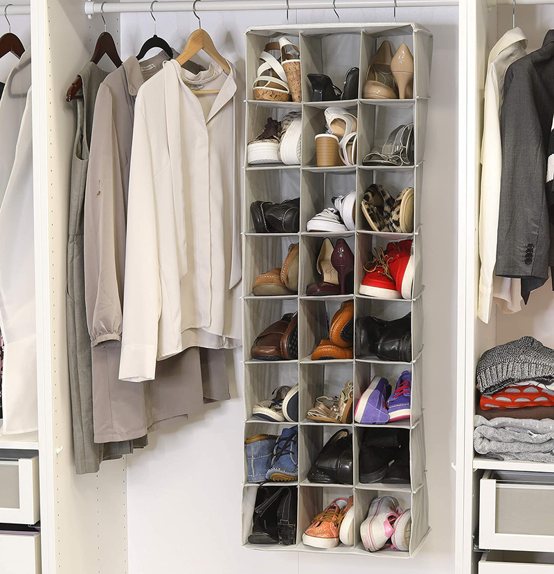 Simplehouseware 24 Section Hanging Shoe Shelves Closet Organizer, Gray Furniture > Cabinets & Storage > Armoires & Wardrobes Simple Houseware   