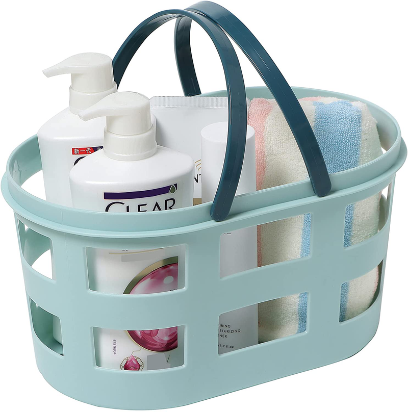 Portable Shower Caddy Basket,Tote Plastic Organizer Storage Baskets with Handles,Shower Caddy Bins Organizer for College Dorm,Bathroom and Kitchen (Lake Blue)
