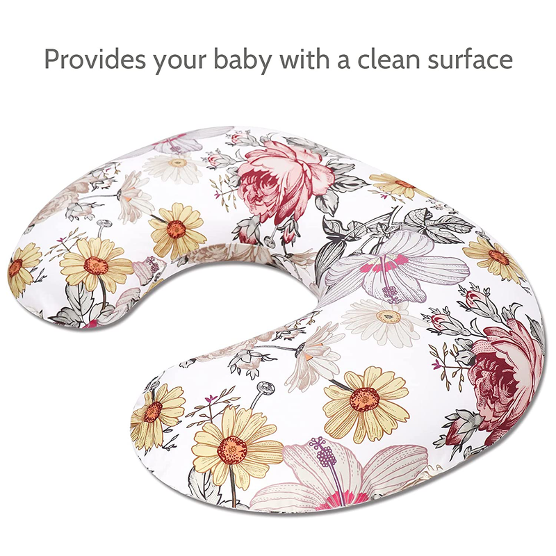 Floral Nursing Pillow Cover, Nursing Pillowcase Set for Baby Boy or Baby Girl, Nursing Pillow Slipcover Cushion Cover, Soft Fabric for Snuggling Baby, Suitable for Nursing Pillows Home & Garden > Decor > Chair & Sofa Cushions HNHUAMING   