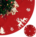iWedn Christmas Tree Skirt 48 Inch Knit Rustic Red Xmas Tree Skirt Decoration (Deer, Trees(3D Pattern)) Home & Garden > Decor > Seasonal & Holiday Decorations > Christmas Tree Skirts iWEDN Deer, Trees(3d Pattern)  