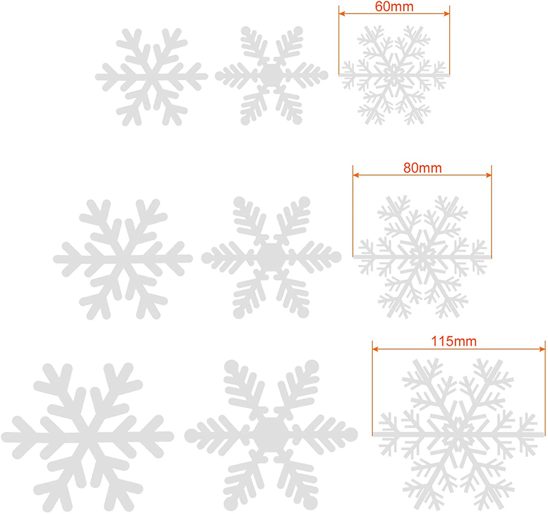 Kesoto Christmas Decoration Snowflake Window Clings Glueless PVC Wall Stickers for Windows Glasses, Pack of 96