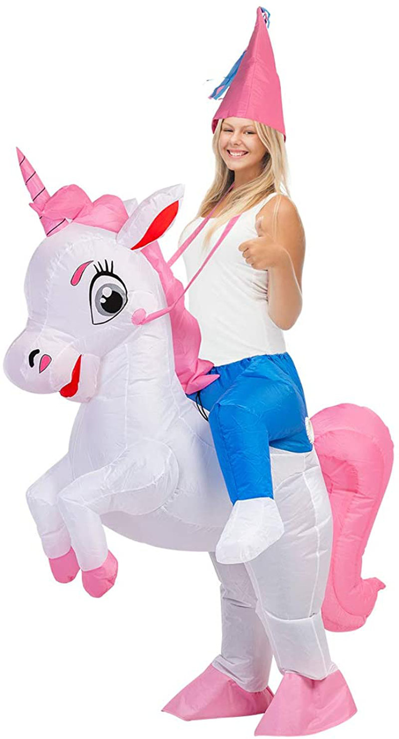 GOOSH Inflatable Costume for Adults, Halloween Costumes Men Women Unicorn Rider, Blow Up Costume for Unisex Godzilla Toy