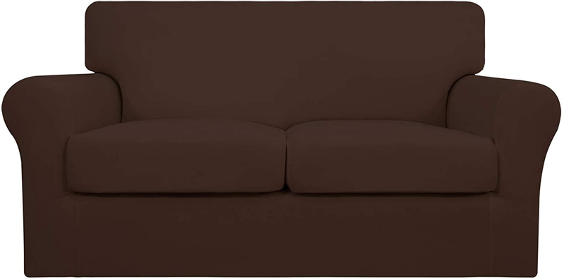 Easy-Going 3 Pieces Stretch Soft Couch Cover for Dogs - Washable Sofa Slipcover for 2 Separate Cushion Couch - Elastic Furniture Protector for Pets, Kids (Loveseat, Dark Gray) Home & Garden > Decor > Chair & Sofa Cushions Easy-Going Coffee Medium 