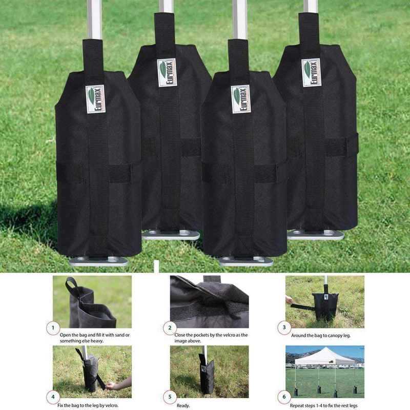 Eurmax Weight Bags for Pop up Canopy Instant Shelter, Sand Bags, Leg Weights for Pop up Canopy Weighted Feet Bag Sand Bag,Filler is not Included (Black) Home & Garden > Lawn & Garden > Outdoor Living > Outdoor Structures > Canopies & Gazebos Eurmax   