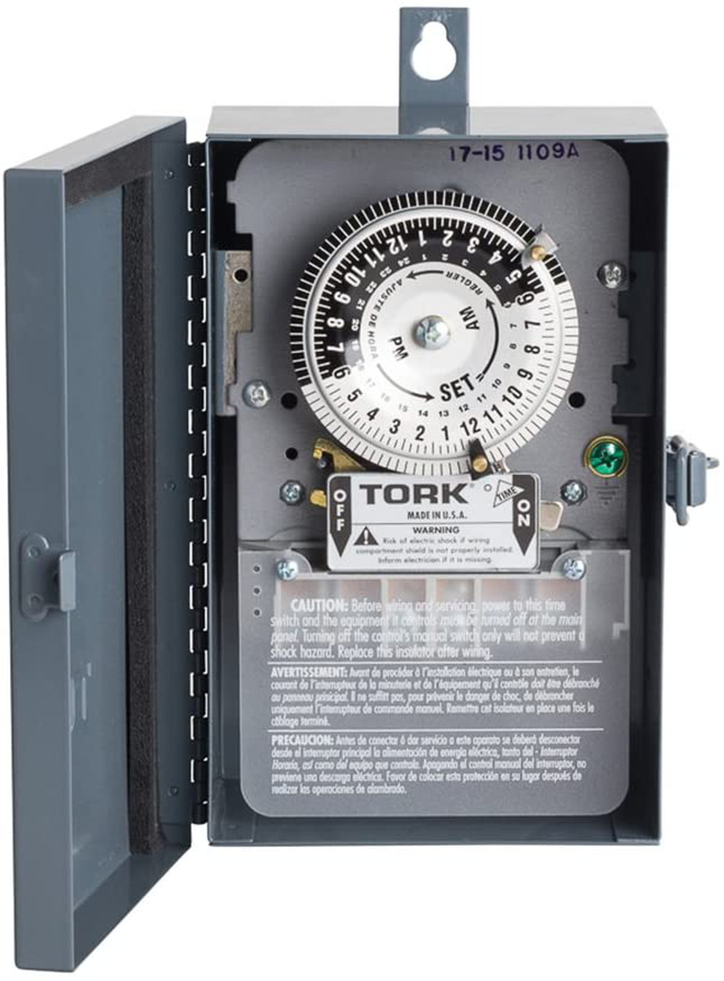 NSi Industries TORK 1109A-O Indoor/Outdoor 40-Amp Multi-Volt Mechanical Lighting and Appliance Timer - 24-Hour Programming- 120/208-277-Volt , Grey