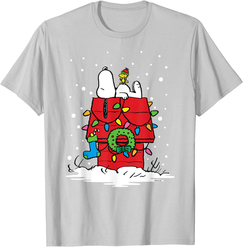 Peanuts Holiday Snoopy and Woodstock Stocking Light Up T-Shirt Home & Garden > Decor > Seasonal & Holiday Decorations& Garden > Decor > Seasonal & Holiday Decorations Peanuts Silver Men Medium