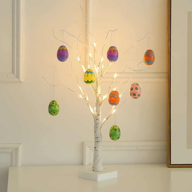 Easter Decorations, Easter Tree Decoration 24” Easter Egg Ornament Tree with Lights, 24 Led Lights Table Centerpiece Twig Tree, Easter Decor for the Home, Patry Home & Garden > Decor > Seasonal & Holiday Decorations Auelife   