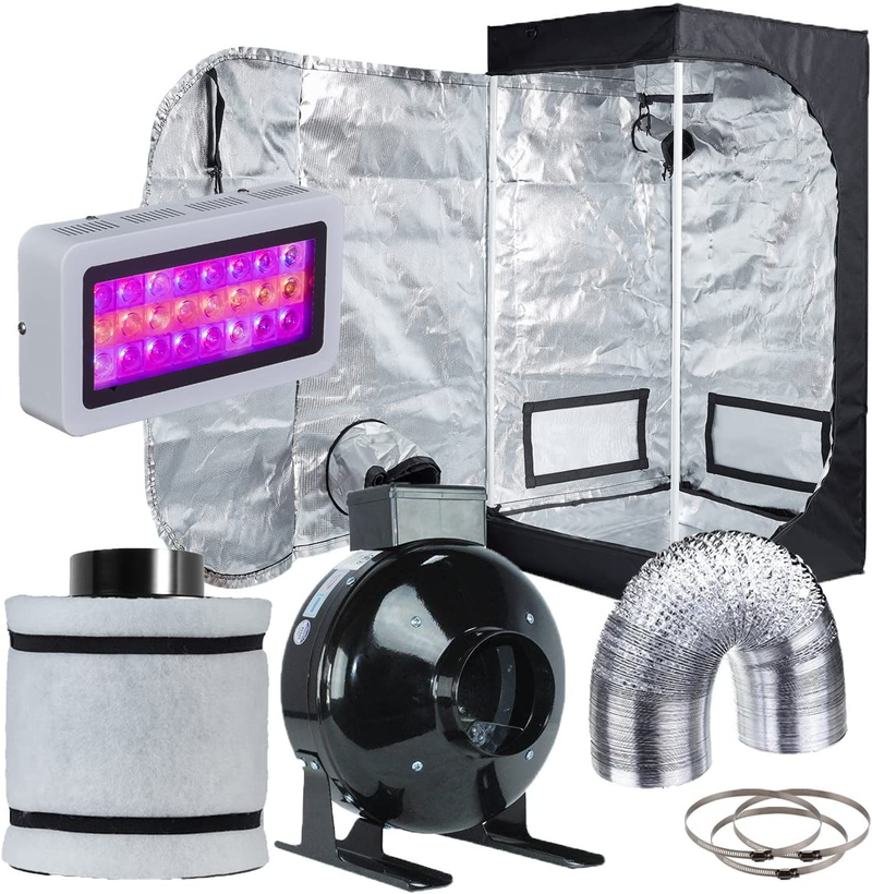 Hydro plus Grow Tent Kit Complete LED 300W Grow Light + 4" Fan Filter Ventilation Kit + 24"X24"X48" Grow Tent Setup Hydroponics Indoor Growing System Sporting Goods > Outdoor Recreation > Camping & Hiking > Tent Accessories Hydro Plus LED 300W+24''x24''x48'' Kit  