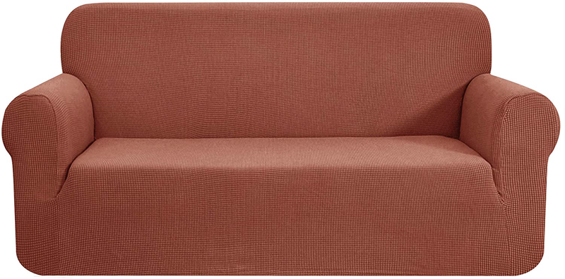 CHUN YI Stretch Sofa Slipcover 1-Piece Couch Cover, 3 Seater Coat Soft With Elastic, Checks Spandex Jacquard Fabric, Large, Black Home & Garden > Decor > Chair & Sofa Cushions CHUN YI Brick Medium 