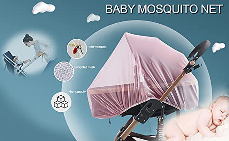 Stoller Mosquito Bug Net for Stollers - Protective Baby Stroller Mosquito Net 2Pack - Perfect Bug Net for Strollers, Bassinets, Cradles, Playards, and Portable Mini Crib (Pink) Sporting Goods > Outdoor Recreation > Camping & Hiking > Mosquito Nets & Insect Screens Wanateber   