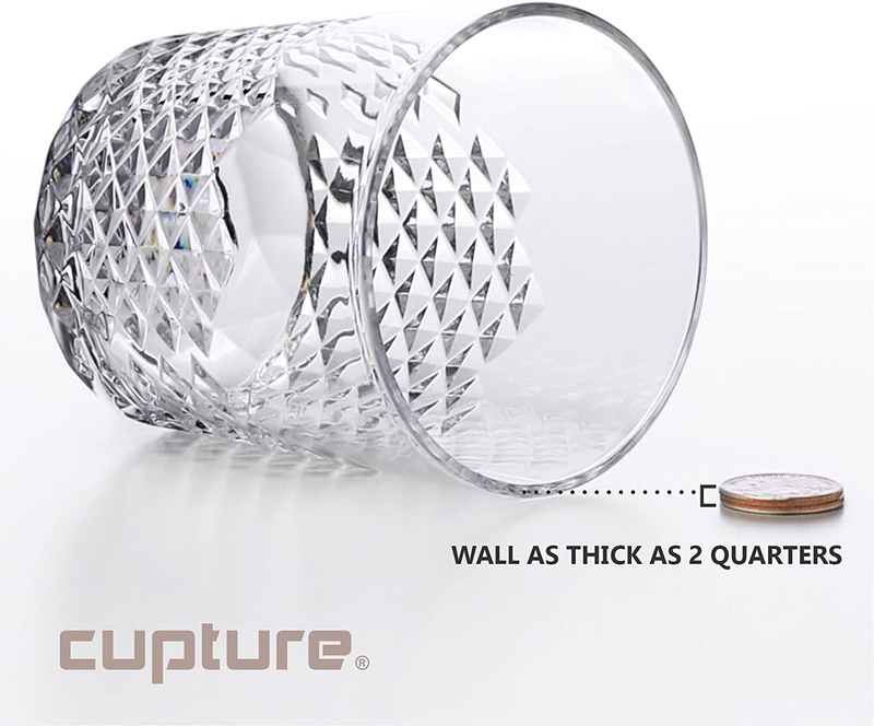 Cupture Diamond Plastic Tumblers BPA Free, 24 oz/14 oz, 8-Pack (Clear)