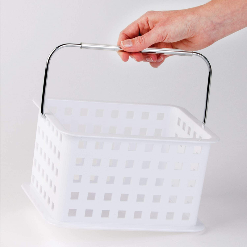 Idesign Spa Plastic Storage Organizer Basket with Handle for Bathroom, Health, Cosmetics, Hair Supplies and Beauty Products, 9.25" X 7" X 5" - White Sporting Goods > Outdoor Recreation > Camping & Hiking > Portable Toilets & Showers InterDesign   