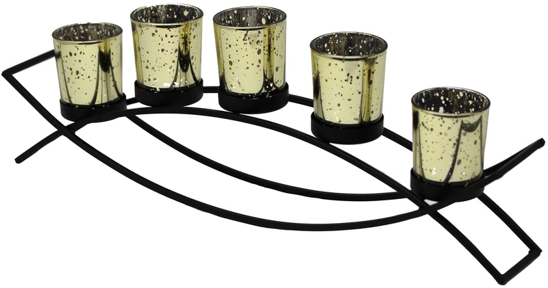 Seraphic Tealight Candle Holder for Home Decor Coffee, Kitchen, Dining Table Centerpieces, Black, Clear Chunky 5 Cups Home & Garden > Decor > Home Fragrance Accessories > Candle Holders Seraphic Gold 1 