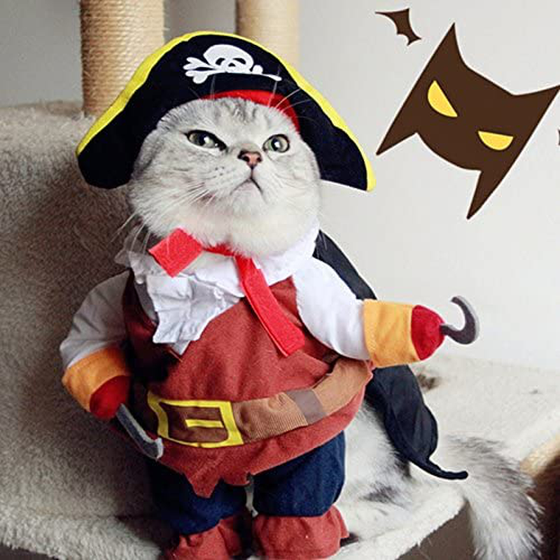 Idepet New Funny Pet Clothes Pirate Dog Cat Costume Suit Corsair Dressing up Party Apparel Clothing for Cat Dog plus Hat Animals & Pet Supplies > Pet Supplies > Dog Supplies > Dog Apparel Idepet   