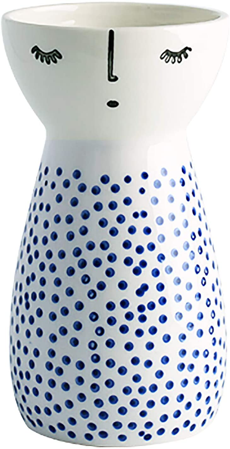 Senliart White Ceramic Vase, Small Flower Vases for Home Décor, 5.9 X 3.2 (Polka Dot) Home & Garden > Decor > Vases Senliart Polka Dot  
