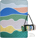 Exclusivo Mezcla Waterproof Picnic Blankets 3-Layer 60x80 Inches Large Sandproof Beach Blanket Foldable Outdoor Blanket for Camping on Grass Picnic Mat with 4 Windproof Stakes Home & Garden > Lawn & Garden > Outdoor Living > Outdoor Blankets > Picnic Blankets Exclusivo Mezcla Waved Green  