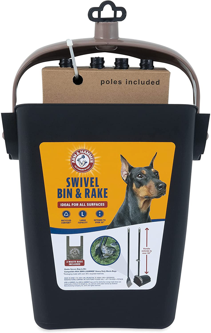 Petmate 70067 Arm & Hammer Swivel Bin & Rake Pooper Scooper, Scented Bags included, One Size, Black/Penny Animals & Pet Supplies > Pet Supplies > Dog Supplies Petmate   