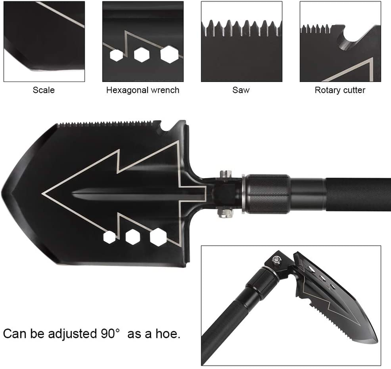 LIANTRAL Camping Shovel Axe Set, Folding Portable Multi Tool Survival Kits with Tactical Waist Pack, Camping Axe Military Shovel for Backpacking, Black Sporting Goods > Outdoor Recreation > Camping & Hiking > Camping Tools LIANTRAL   